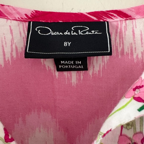 Oscar de la Renta Kids Pink Ikat Floral Garden Print Tunic Dress 8Y Portugal - Picture 3 of 10